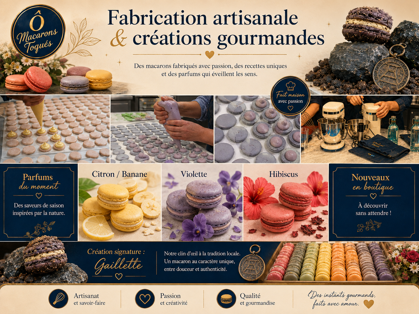Fabrication artisanale et créations gourmandes Ô Macarons Toqués